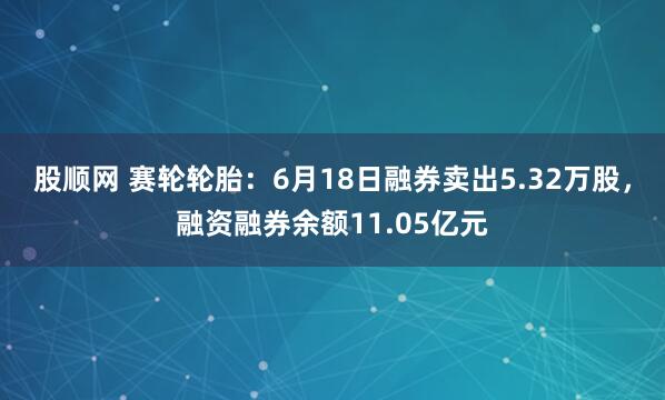 股顺网 赛轮轮胎：6月18日融券卖出5.32万股，融资融券余额11.05亿元